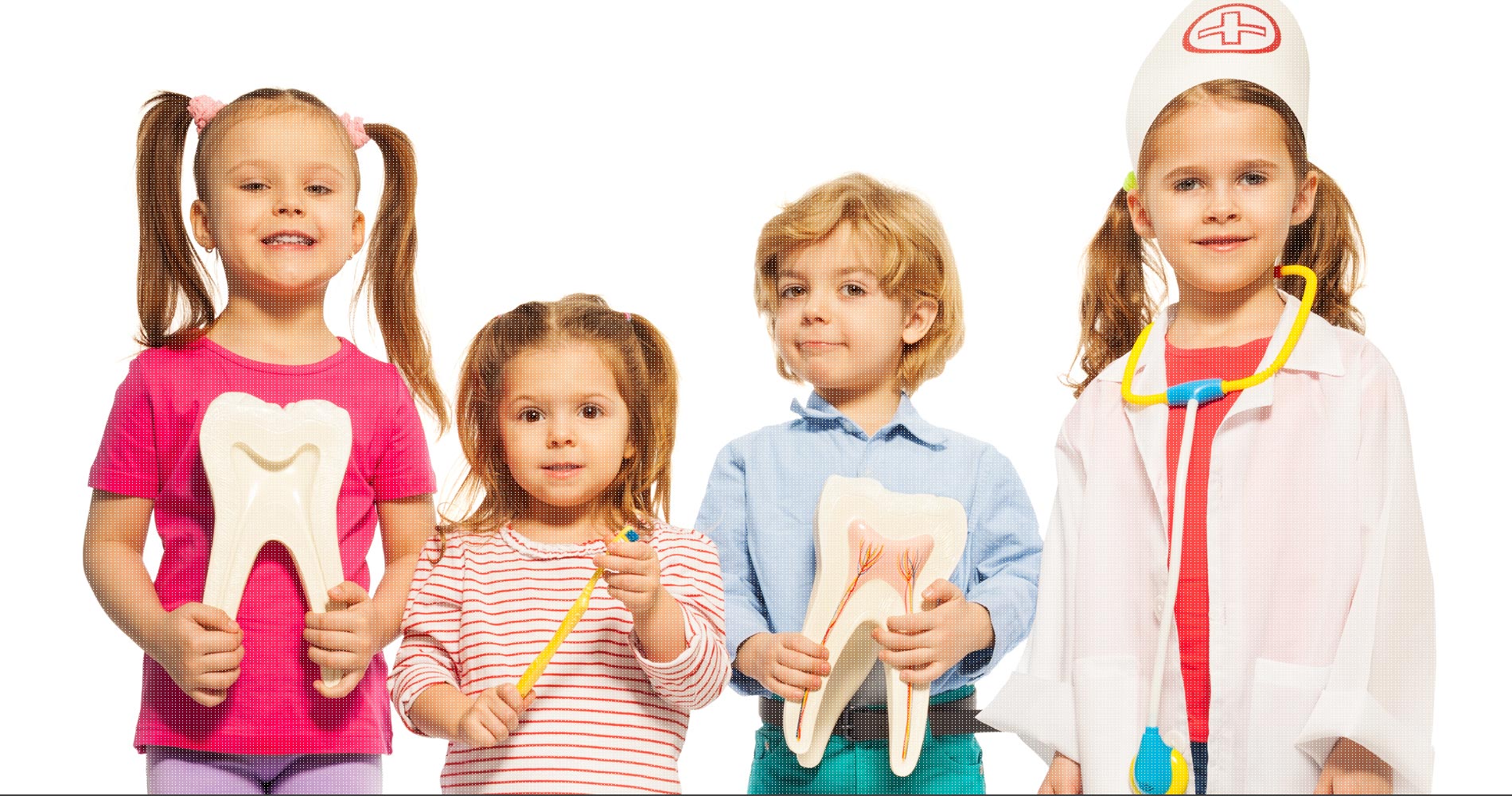 Children holding toothbrushes